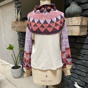 Free People Swit The Small Stuff Mixed Media Mock Neck Sweater Size Medium